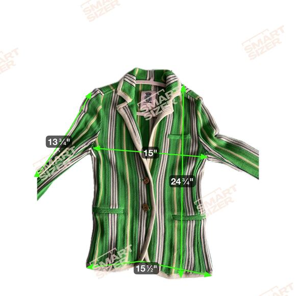 Juicy Couture Y2K Knit Striped Green + White Shirt Jacket Gold Buttons EUC - Picture 3 of 9